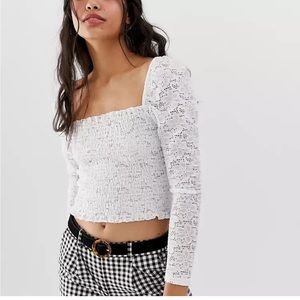 White lace long sleeve top